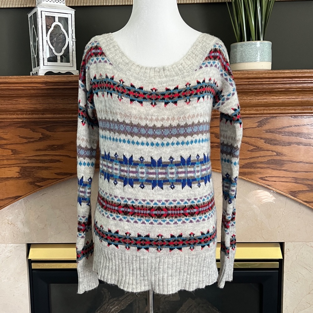 American Eagle Women's Pullover Wool Blend Fair Isle Sweater Sz. S